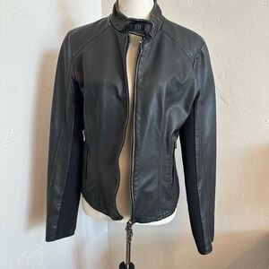 We The Free Black Vegan Leather Zip-Up Moto Jacket